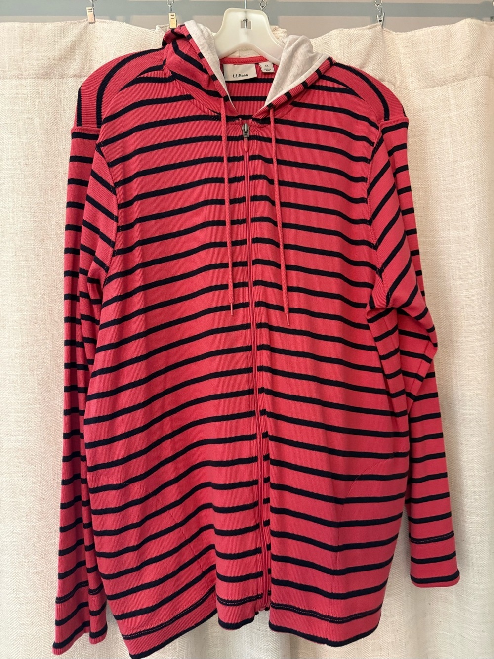 L.L.Bean womens  Coral & Navy Striped Top